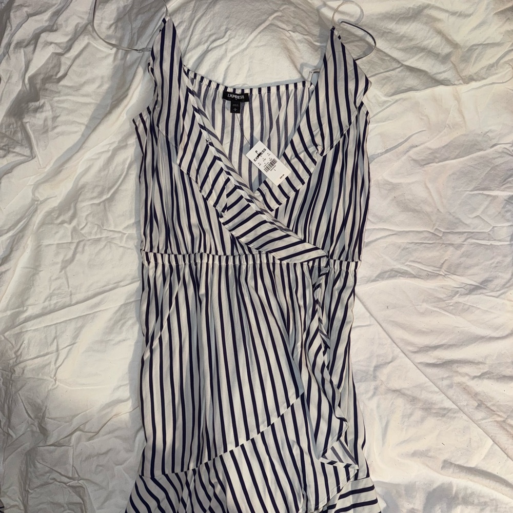Express Black and White Striped Mini Dress
